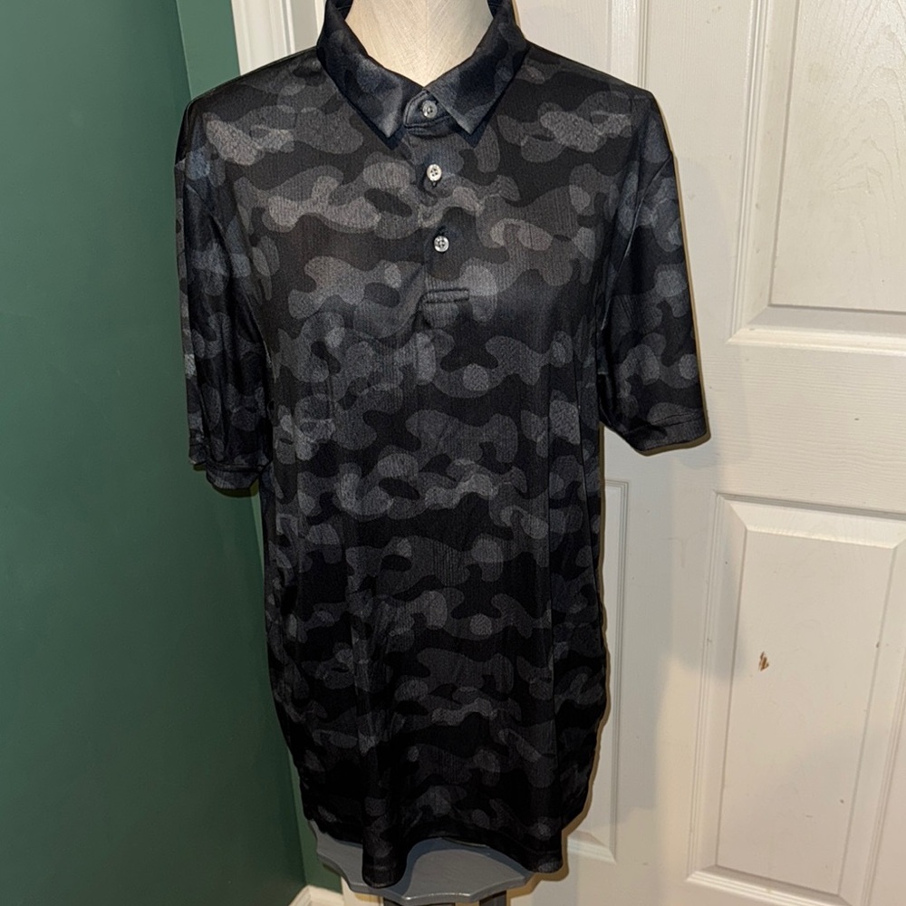 Men's Black Camouflage PGA TOUR Polo Shirt XL‎